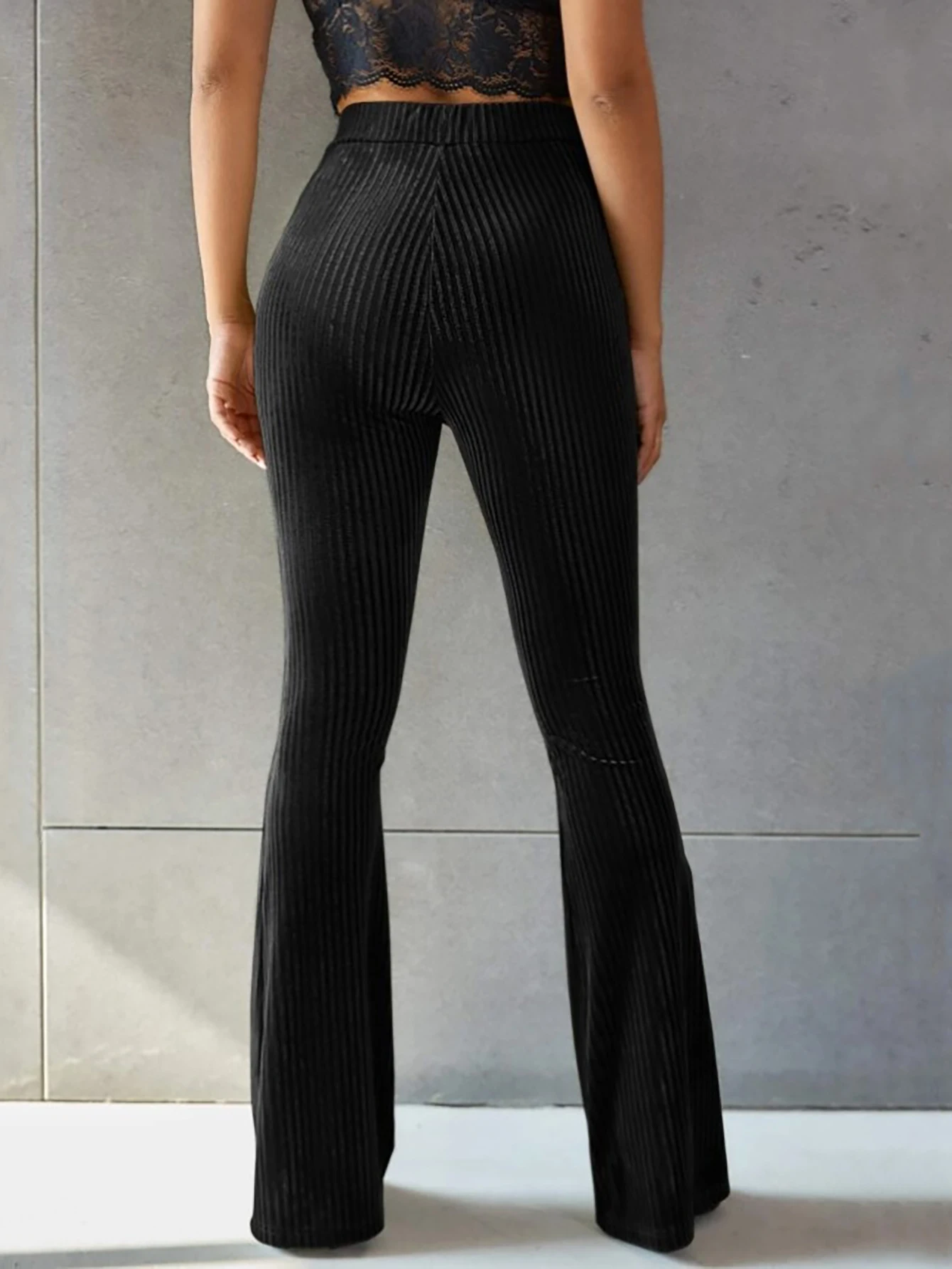 European and American fashionable and sexy solid color high waist gold velvet pit flared pants