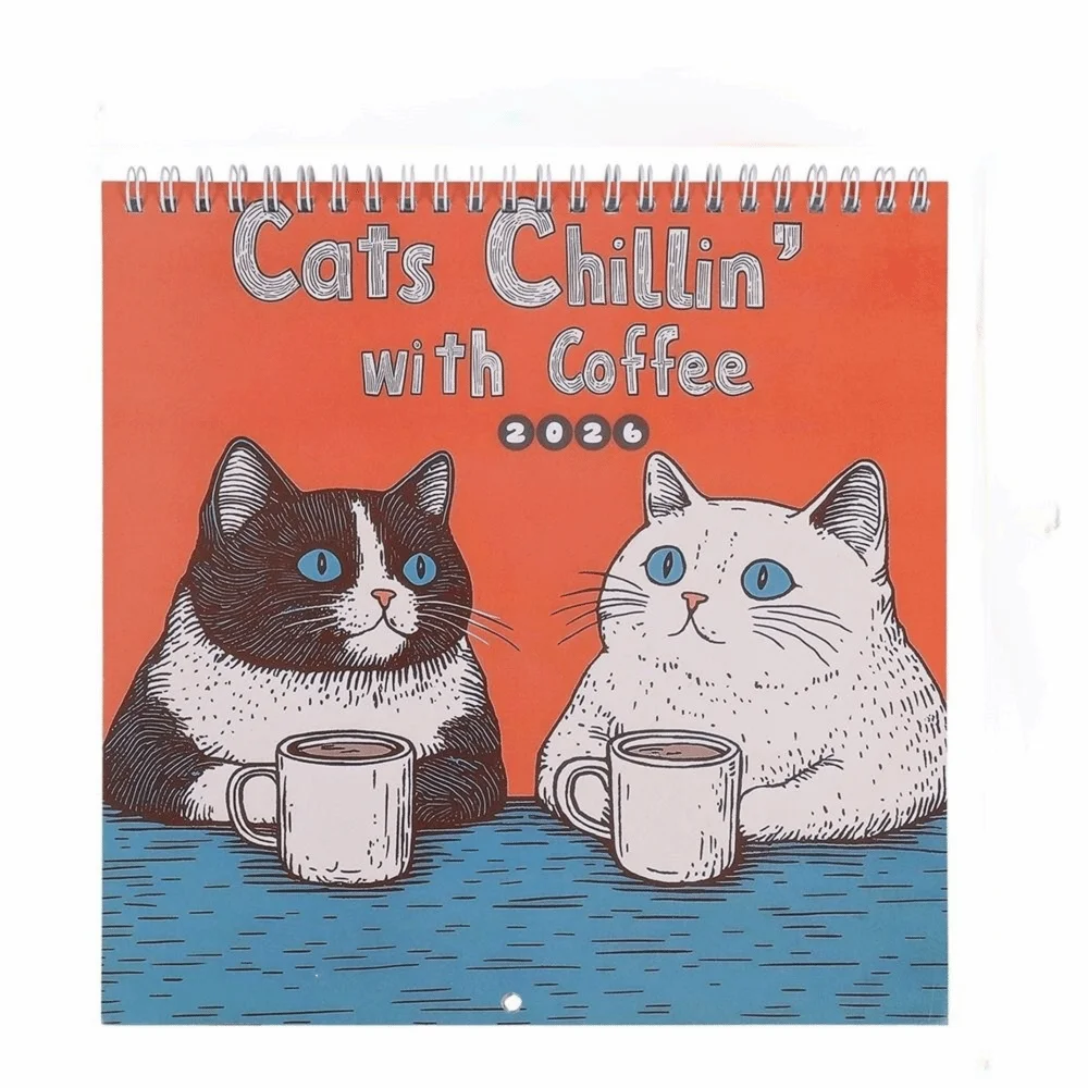 2026 Wall Calendar 2026 Hangable Design 12 Month Layout Monthly Calendar Monthly Calendars Funny Cat Art Charming Cat Calendar