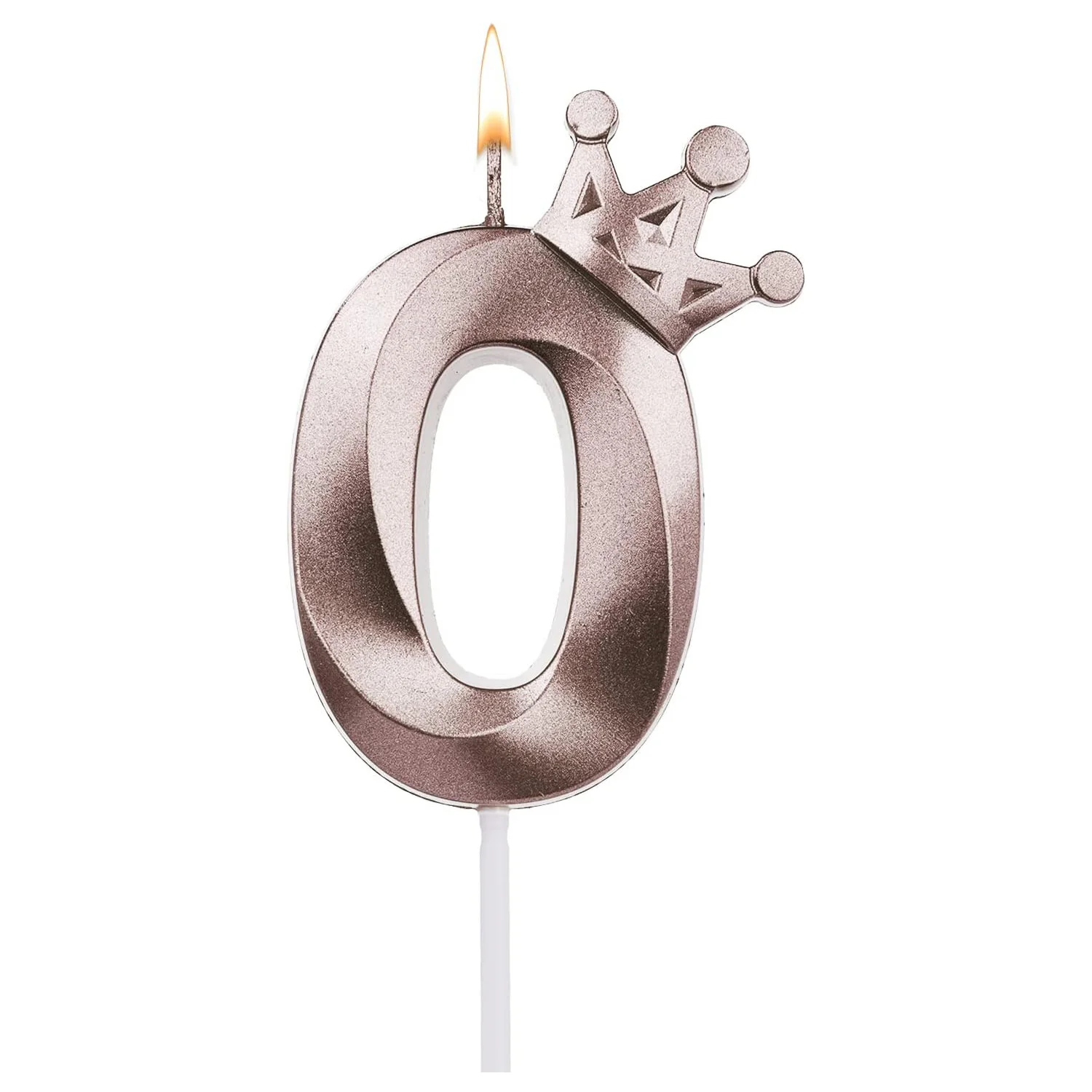 3D Number0 Candle for Birthday Cakes Numeral Birthday Candles with Elegant Crown Decor for Parties Wedding Anniversary Valentine