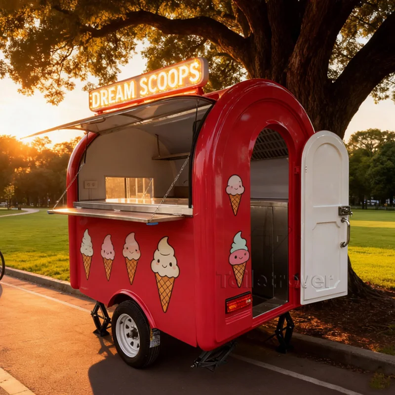 

Modern Street Commercial Food Trailer Waffle Crepe Dessert Pancake Doughnut Food Truck with Full Kitchen