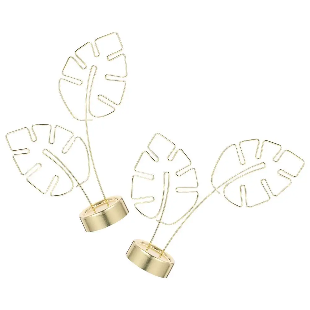2 Pcs Metal Turtle Leaf Card Holder Desk Decor Photo St Note Clip Stainless Steel Game Table Display Picture Frame