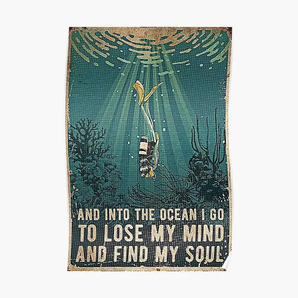 Scuba Diving Lose My Mind And Find My So  Poster Modern Decoration Mural Painting Funny Print Room Art Picture Home No Frame