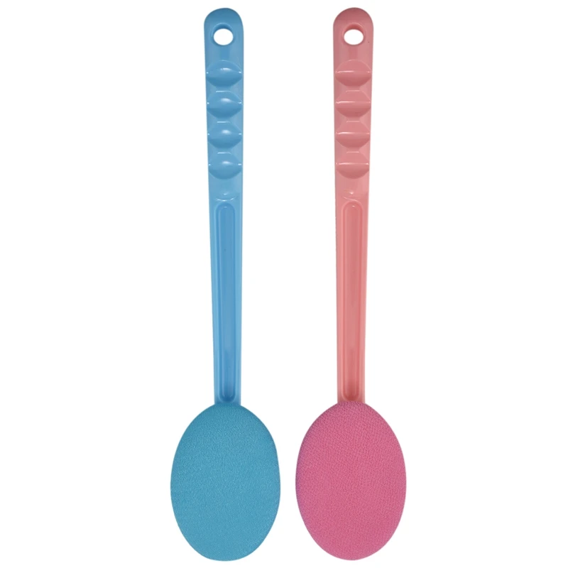 2 Pink & Blue Back & Massager Bath Brush Easy Lotion Applicator,Extra Long Handle,Great For Body Care
