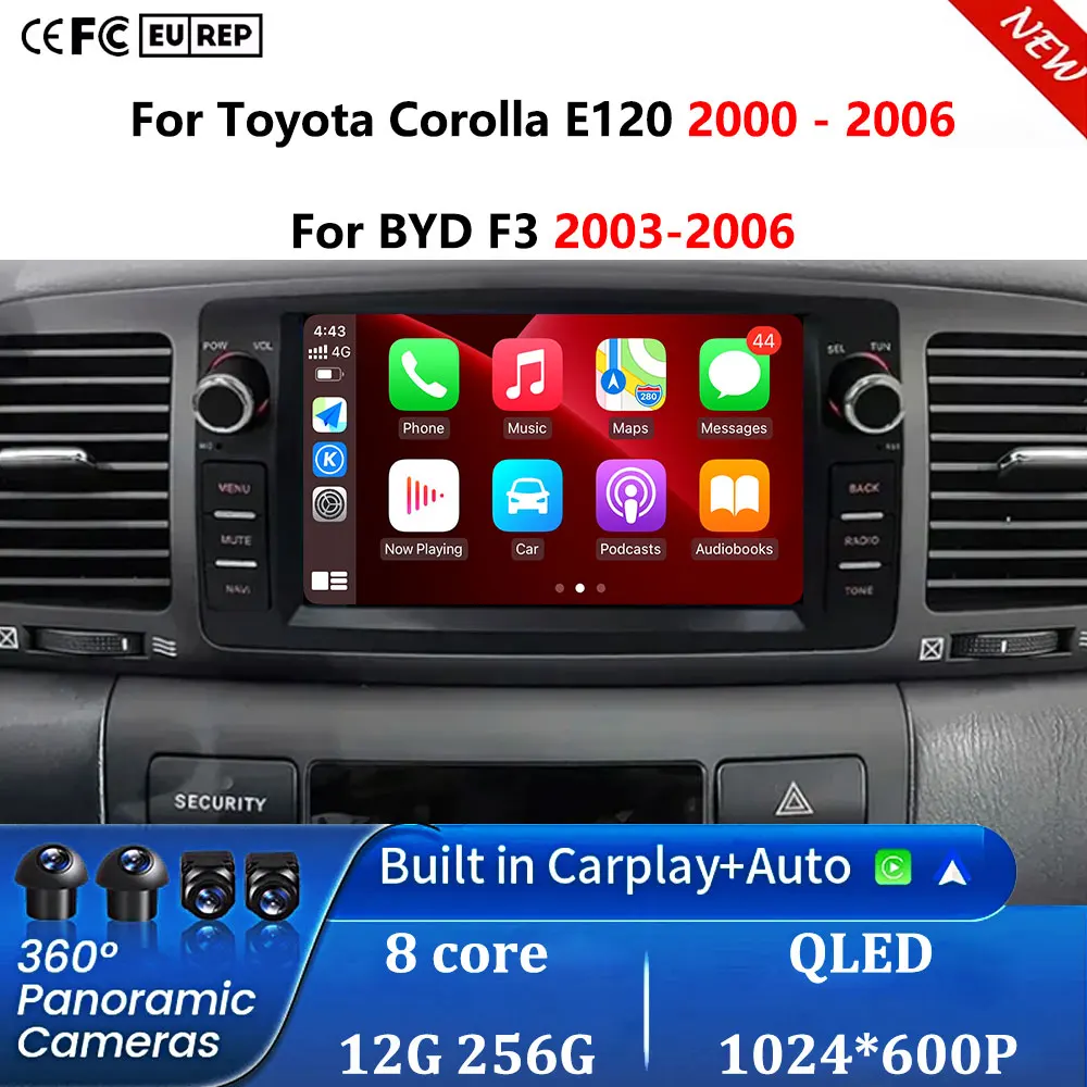 Sistema operativo Android para Toyota Corolla E120 2003 - 2006, para BYD F3, CarPlay, radio para coche, reproductor multimedia, unidad principal, navegación GPS, estéreo