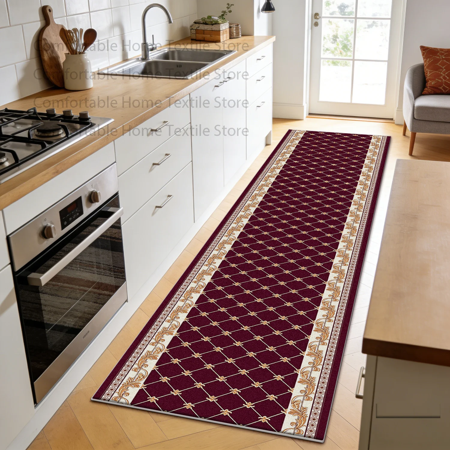 European Retro Light Luxury Long Corridor Carpet Decoration Doorway Stair Easy Clean Rug Non-slip Lint-free Runner Floor Mats