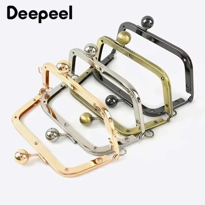 2/5Pcs Deepeel 14cm Metal Square Bag Handle Round Kiss Clasp Purse Frame Handbag Replacement Bracket Hardware Sewing Supplies