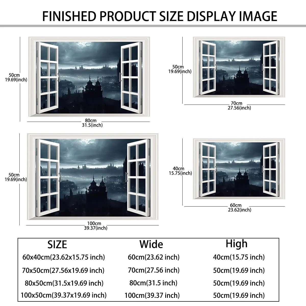 Halloween PVC Wall Sticker Dark Castle Night Scene Self-adhesive Waterproof Removable Horror Wall Decor for Home