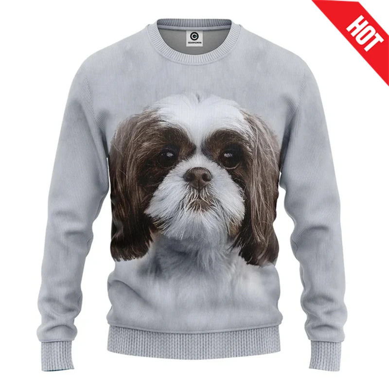 Fun Animal Sweatshirts Cute Pug-dog 3D Print Mens Sweater Women Streetwear Long Sleeve Pullovers Sweater Y2k Hombre Ropa Clothes