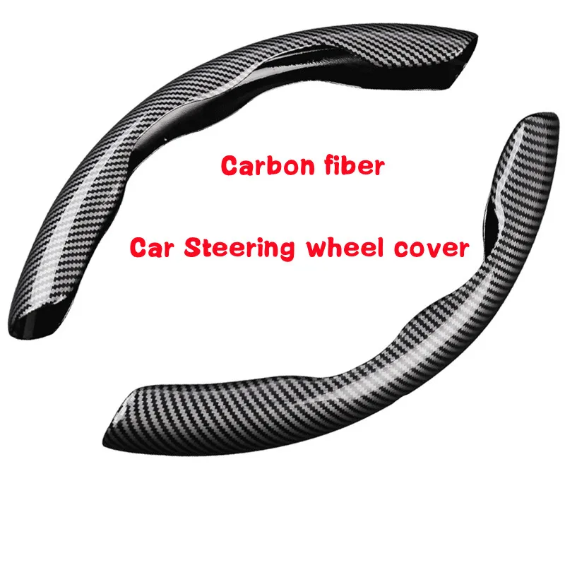 1Pair Car Steering Wheel Cover Carbon Fiber Non-slip For Mercedes Benz A B C E S Class W204 W205 W212 W213 W176 GLC CLA AMG W177