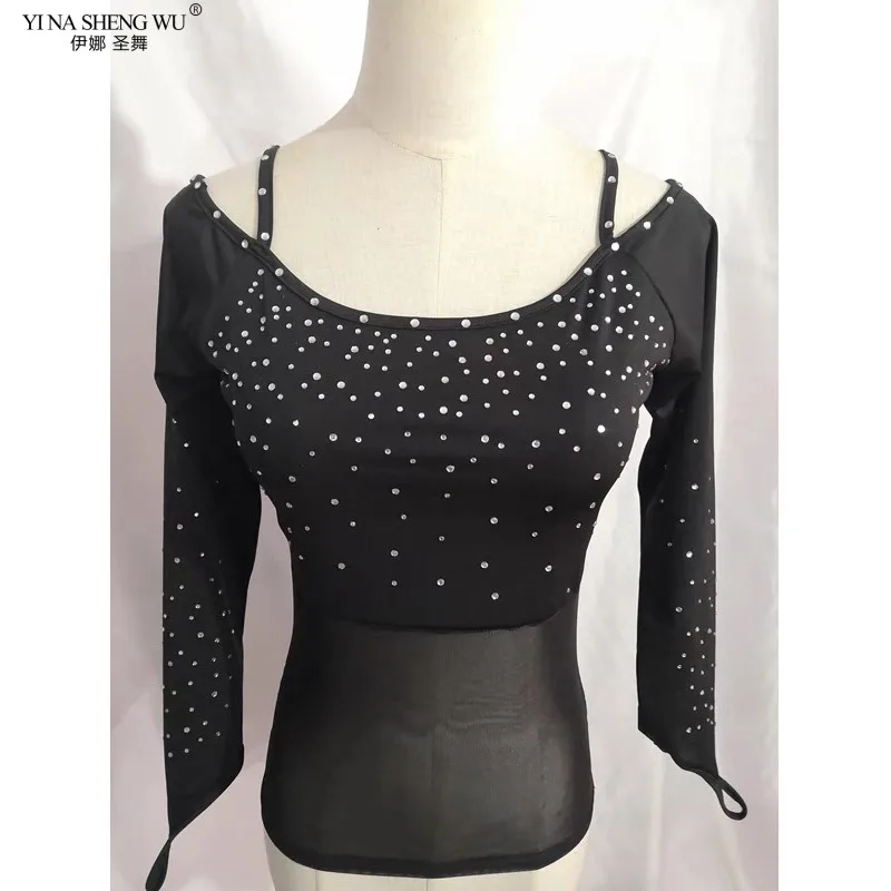 Traje de danza del vientre para mujer, Top de manga larga para práctica, medias de perforación en caliente, ropa nueva