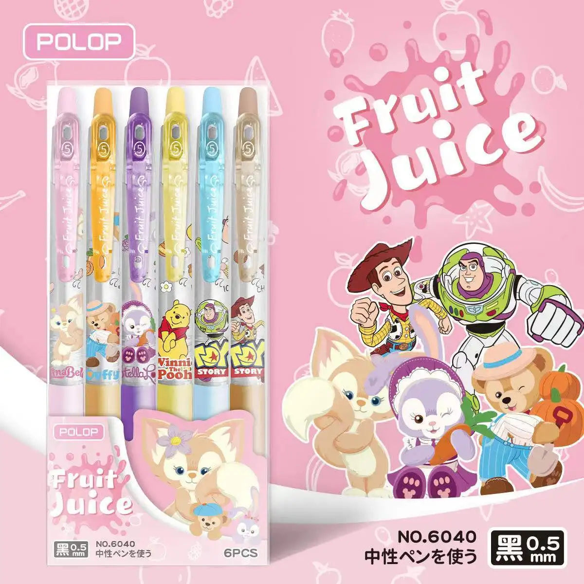 

6pcs Disney Gel Pen Anime Pooh Bear Linabell Stellalou Signature Neutral Pen Student Writing Office School Supplies Stationery