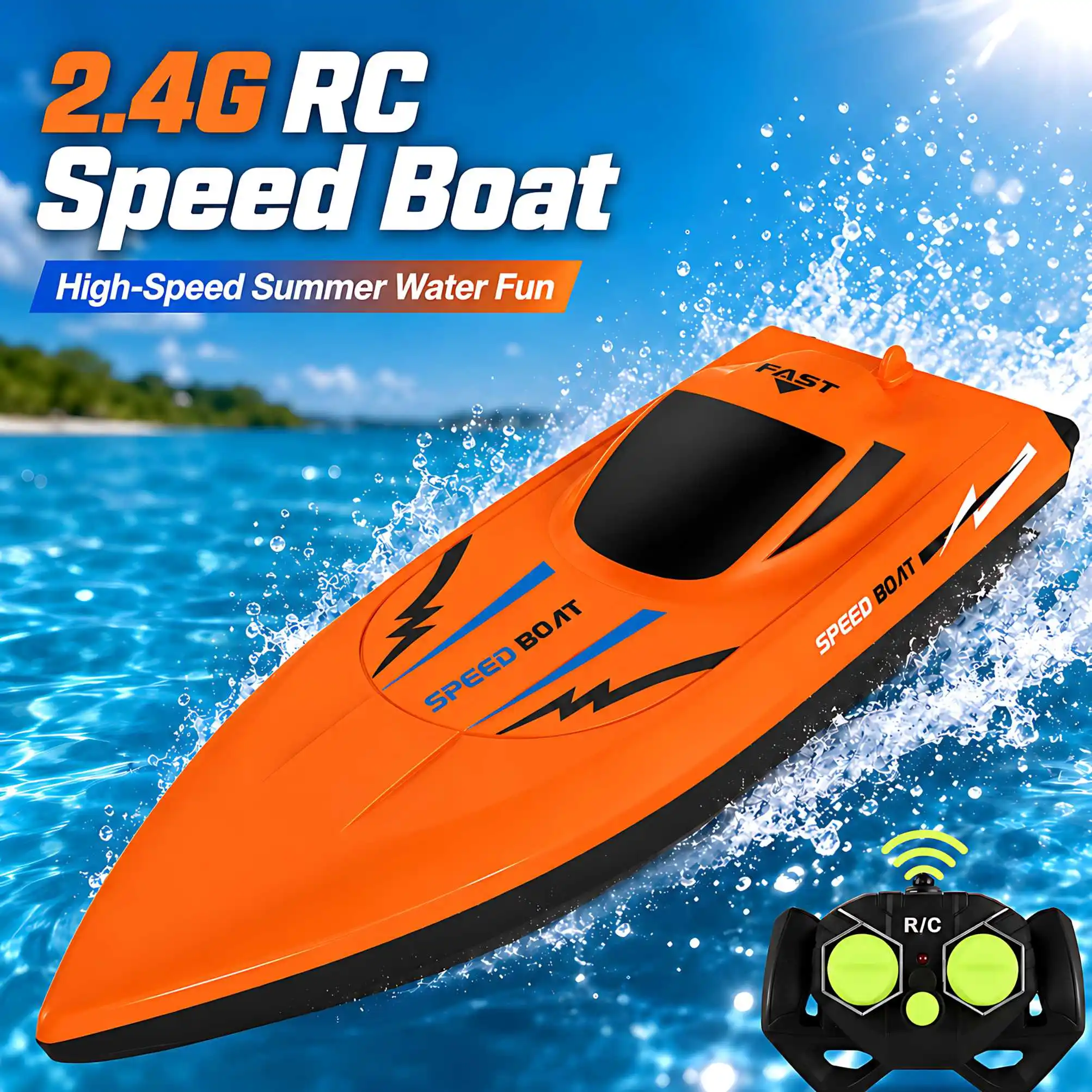 

Remote Control Boat, 2.4GHz Dual Motor RC Speedboat for Pools and Lakes, Waterproof Outdoor Water Toy for Boys Girls Ages 6+
