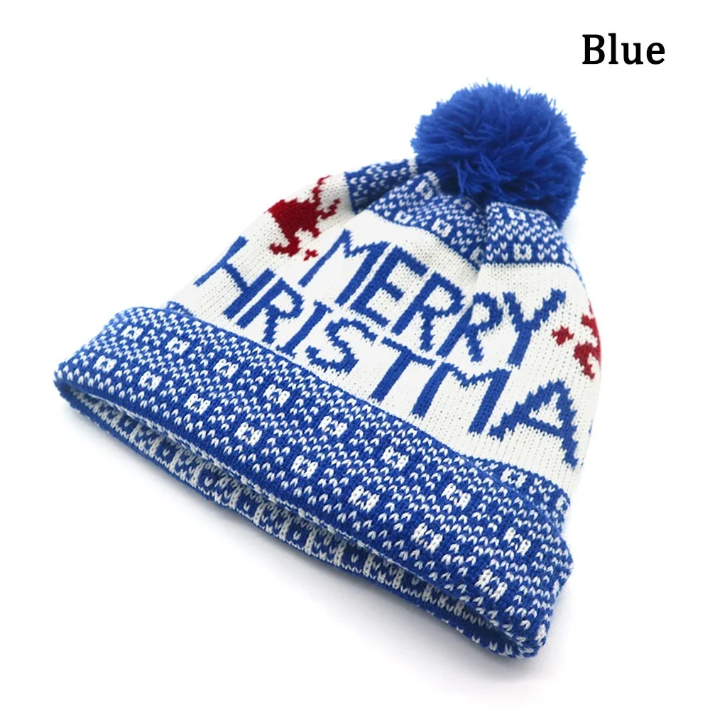 New Winter Warm Chirstmas Knitted Hat Pompom Snowflake Beanie Hat Elk Soft and Comfortable Knitted Beanies Gift