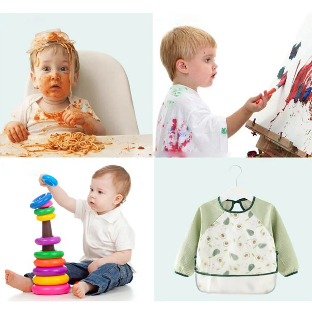 

Waterproof Baby Bib Clothes Long Sleeve Dining Apron Adjustable Lace-Up Design Breathable Newborn Infant Overclothes