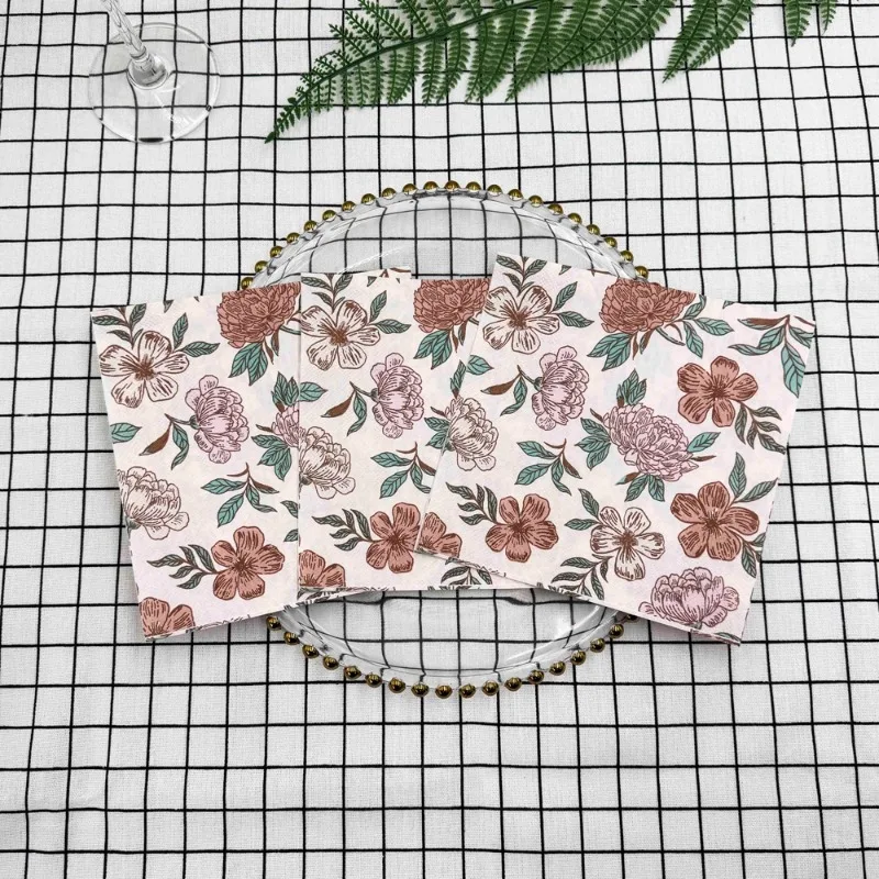 20 pcs 33cm New Colorful Printed Napkins Japanese Style Flower-Mouth Cloth Napkins Decorative Painting DIY Decoupage Paper