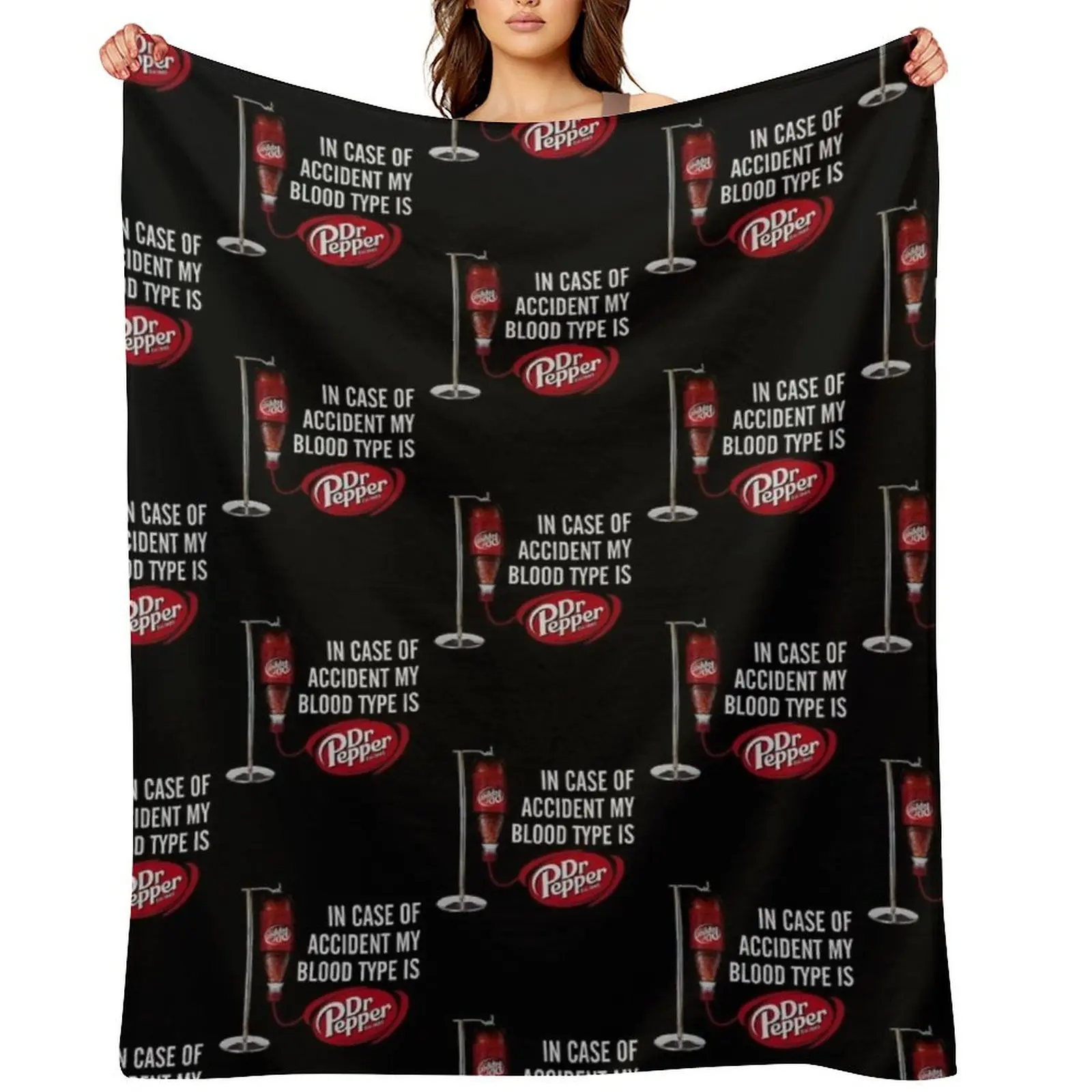 

in Case of Accident My Blood Type is Dr Pepper Throw Blanket Nap bed plaid Picnic Retros Blankets