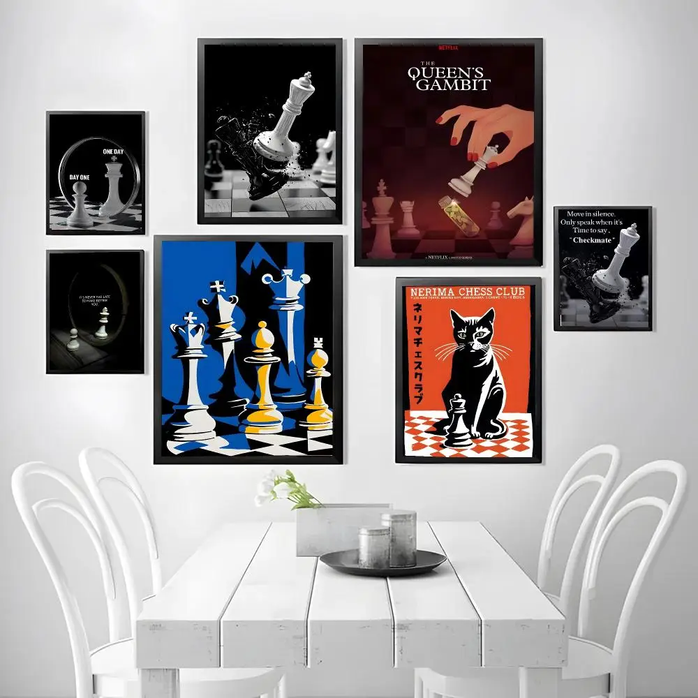 Chess Lovers Motivational Art Poster Stickers, suitable for game rooms, bedrooms, corridors, home wall art decor, gifts