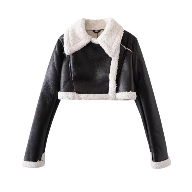 

New 2025 Hot Spring Leather and Fur Short Street Style Biker Girls
