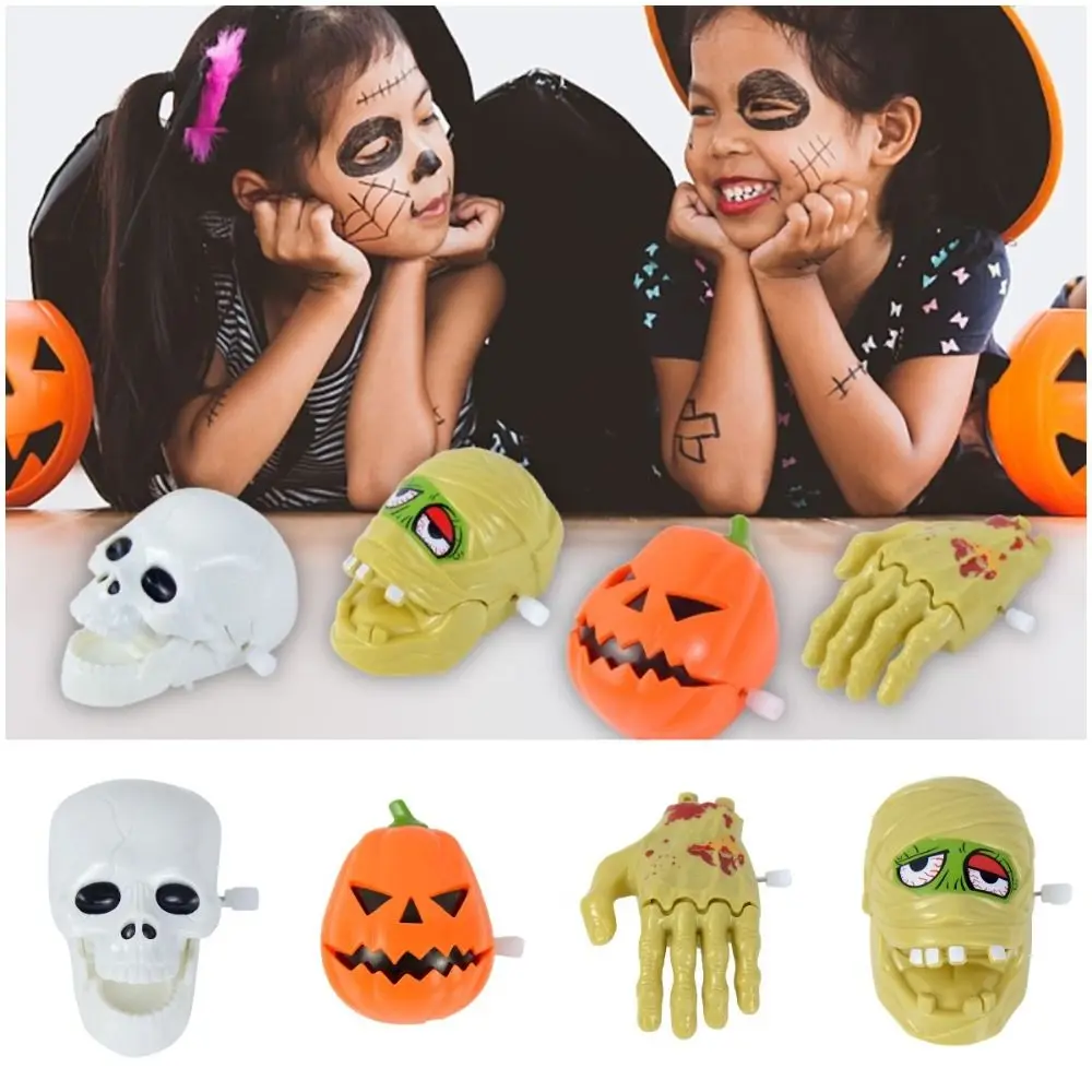 Juguete de relojería de calabaza para Halloween, juguete de cuerda de mano rota, realista, de felpa, para caminar