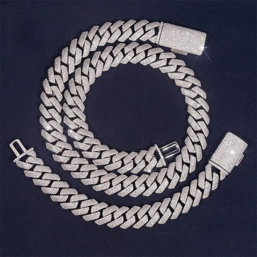 

15 мм ромб, инкрустированный 4 рядами камней, циркон, драгоценный камень, мужская медная кубинская цепочка в стиле хип-хоп