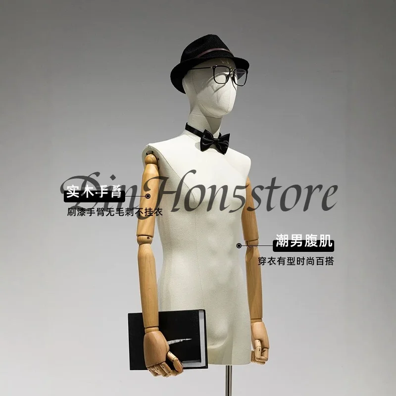 Model man Mannequin clothing dress form half body adult mannequin with head dummy male torso standing display