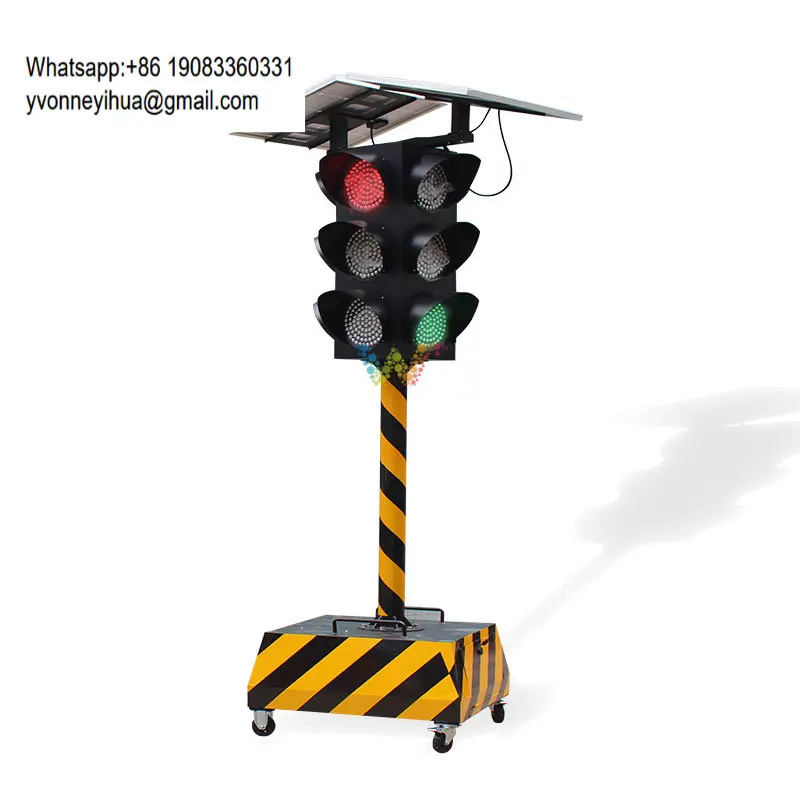 300mm Four Way Mobile Temporary Semaforo Portable LED Traffic Lights For Road Construction