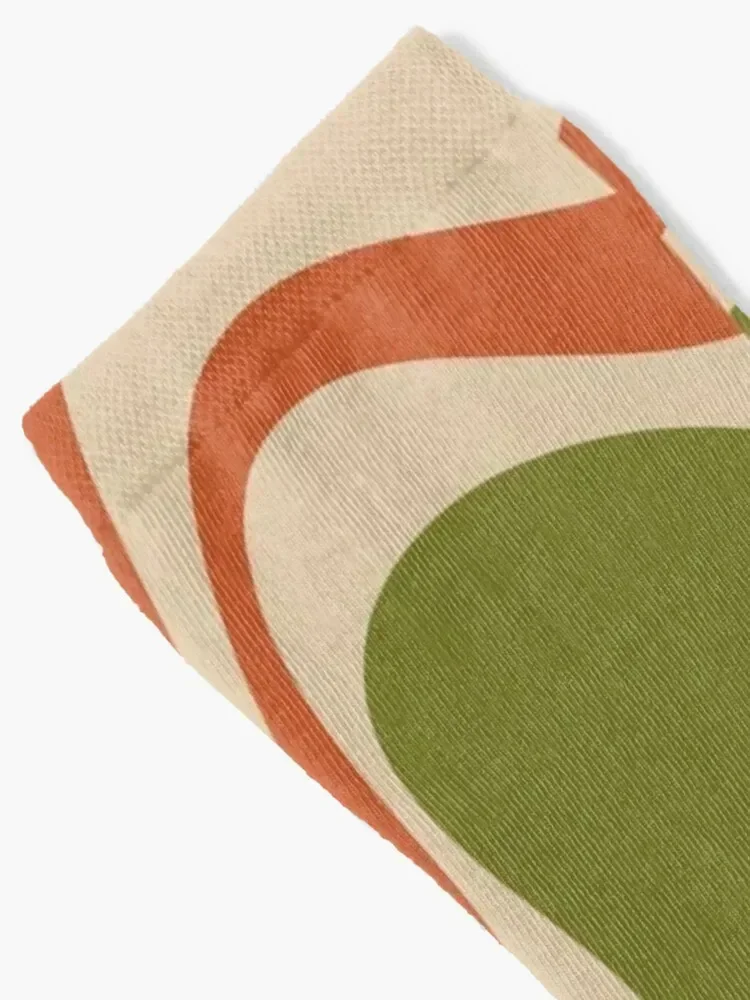 Motif abstrait rétro à tourbillon liquide dans les couleurs mod du milieu du siècle chaussettes compression pour hommes randonnée chaussettes chaudes d'hiver dames hommes
