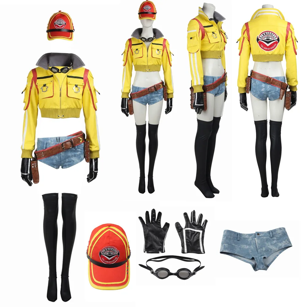 

Women Girls Cindy Aurum Final Cosplay Jacket Fantasy Costume Hat Glasses FF 15 Outfits For Adult Female Halloween Carnival Suit