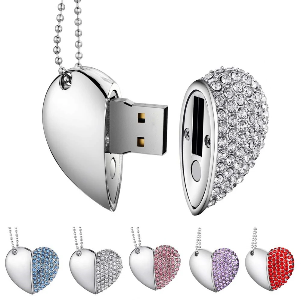 BiNFUL USB flash drive Jewelry Love Necklace U disk 4GB 8GB 16G 32G 64G 128G 256G 512G personality flash drive memory stick Gift