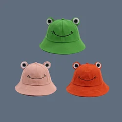 Parent-Kid Cartoon Frog Women Bucket Hat Panama Men Fishing Cap Cute Froggy Big Eyes Hat Homme Femme Chapeau Fisherman Sun Hat