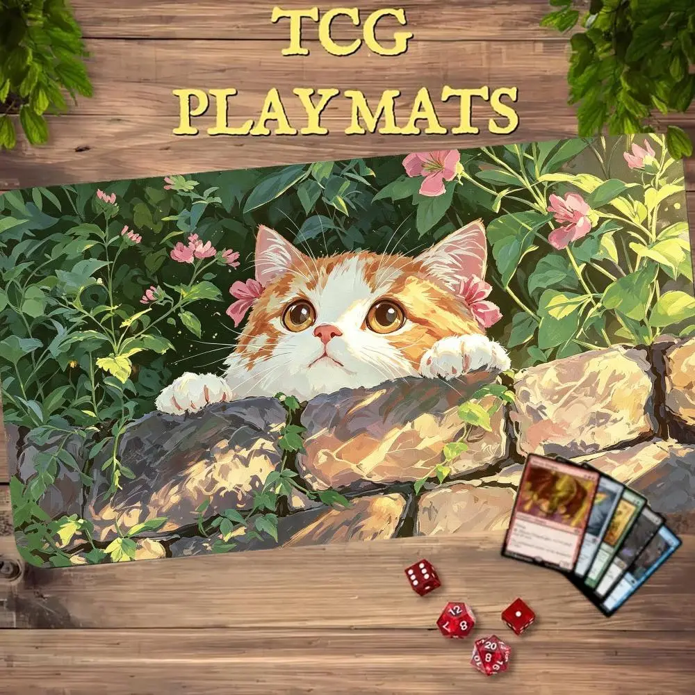Cute Orange Cat Mouse Pad MTG Trading Card Game Playmat 60X35CM TCG  Play Mat MTG Non-Slip Durable Stitched Edge Magic Card Mats