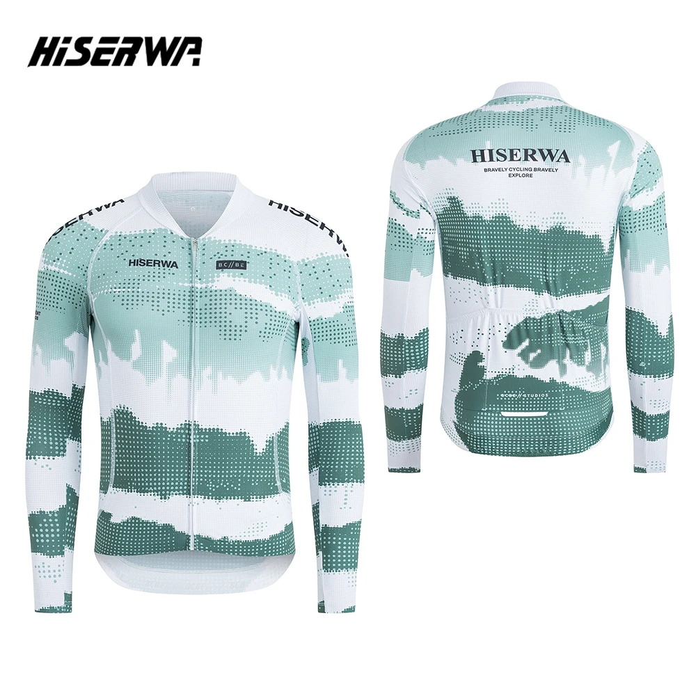 HISERWA Cycling Jersey Summer Slim Fit Long Sleeves Cycling Jersey Men Women Breathable Bicycle Clothing MTB Road Bike Shirts