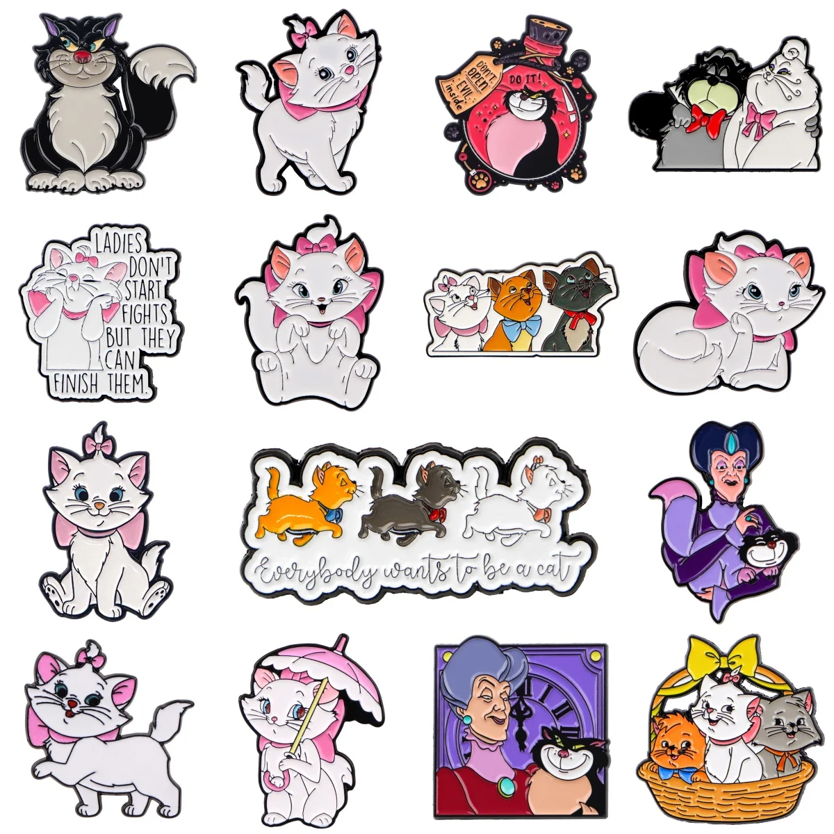 Broche de Esmalte de Gato Fofo, Broche de Vilão de Desenho Animado para Casaco, Broches Femininos, Emblemas de Lapela da Moda, Joia de Presente para Amigos