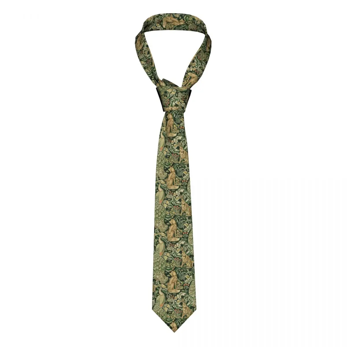 

Custom Peacocks And Fox By William Morris Ties Mens Formal Silk Forest Animals Textile Pattern Neckties for Office