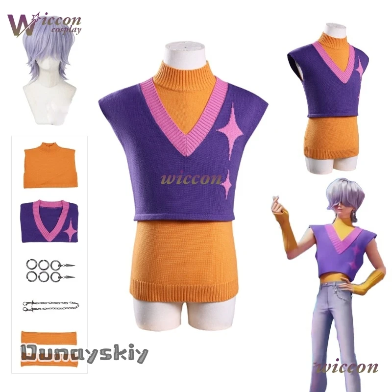 

KPop Demon Hunters Ролевая игра Saja Boys Mystery Косплей Костюм {Yumekiri}Свитер Серьги Парик Взрослые Мужчины Хэллоуин Вечеринка Наряд