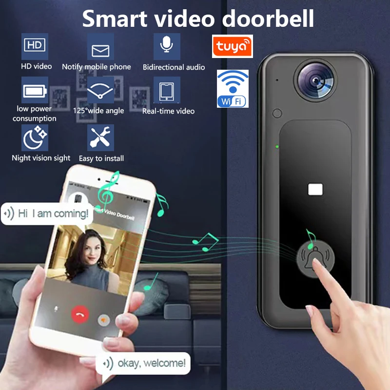 WIFI Wireless Smart Doorbell With Camera Remote Two-Way Voice Intercom Night Vision Home Video Doorbell for Family Safety
