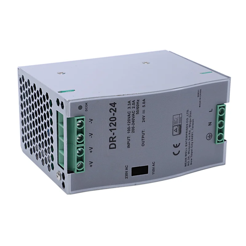 

-ABGQ 6X DR-120-24, 120 Вт, промышленный источник питания на рейке, 24 В, 5 А, импульсный источник питания, монтаж на рейку, импульсный источник питания