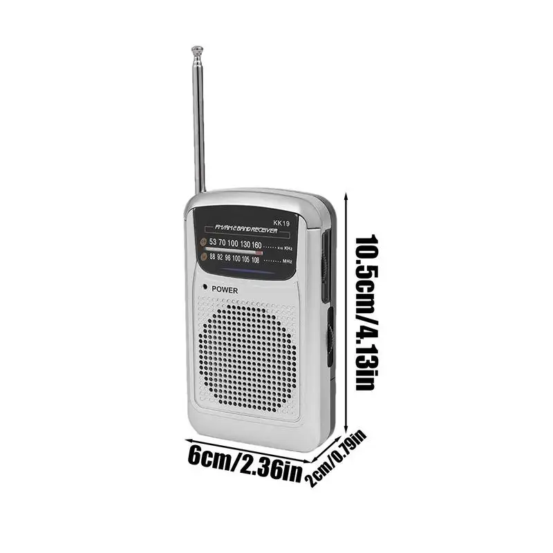 Radio FM AM con batería, Radio pequeña portátil estable, herramienta de entretenimiento para personas mayores con antena para dormitorio y sala de estar
