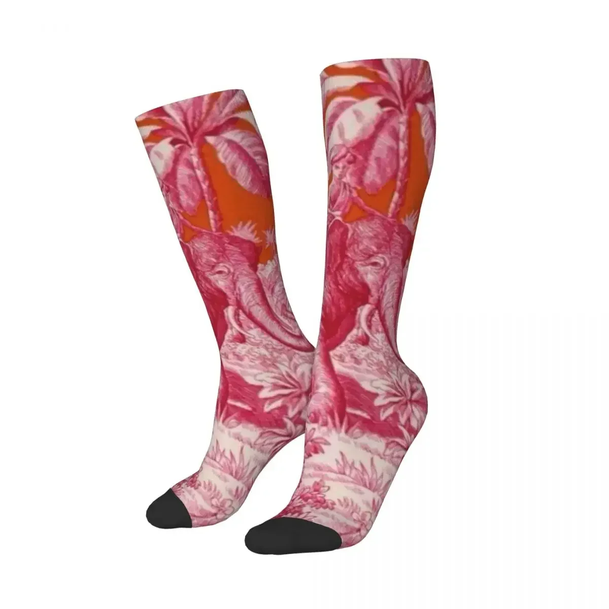 Toile De Jouy - Pink And Orange Socks Harajuku High Quality Stockings All Season Long Socks Accessories for Man's Woman's Gifts