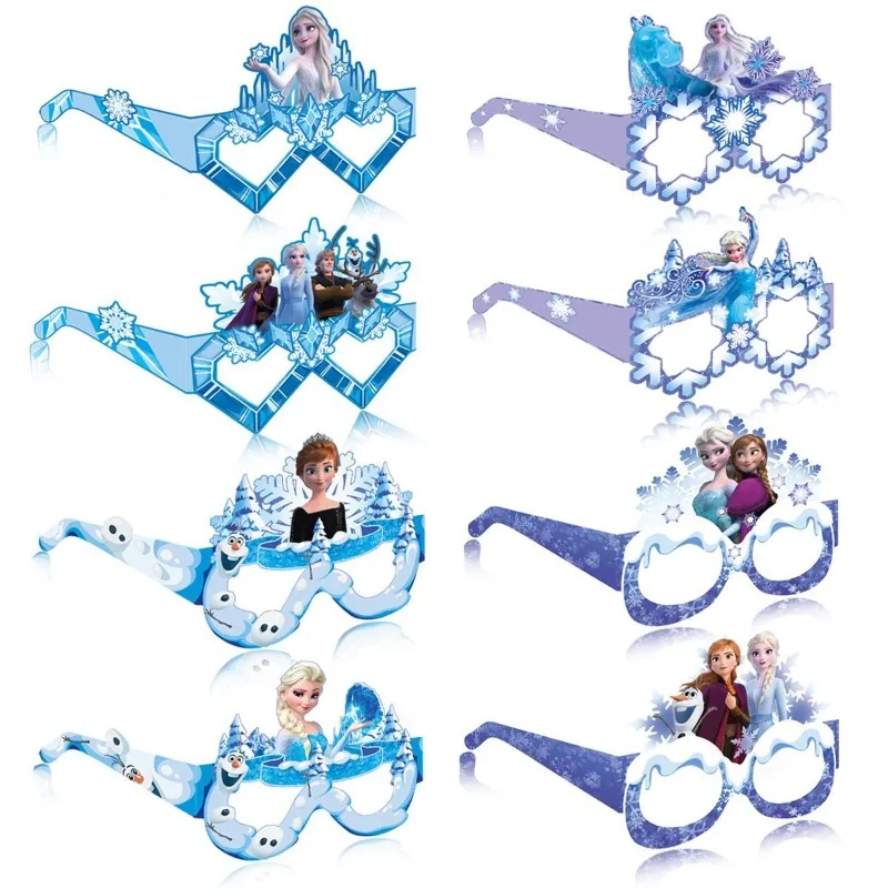 Kawaii Princess Elsa and Anna Cartoon Paper Glasses for Party Decoration Theme Events Fun Photo Booth Props As Student Gift