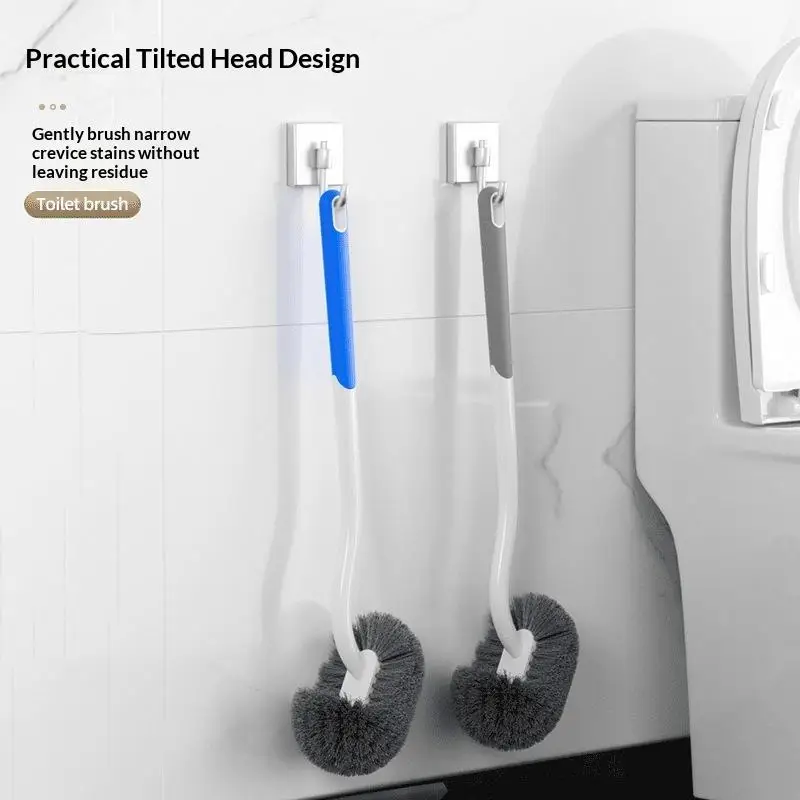 S Type Wall Mount Toilet Brush Soft Hair Long Handle No Dead Corner Cleaner For Squatting Toilet Bathroom Daily Cleaning