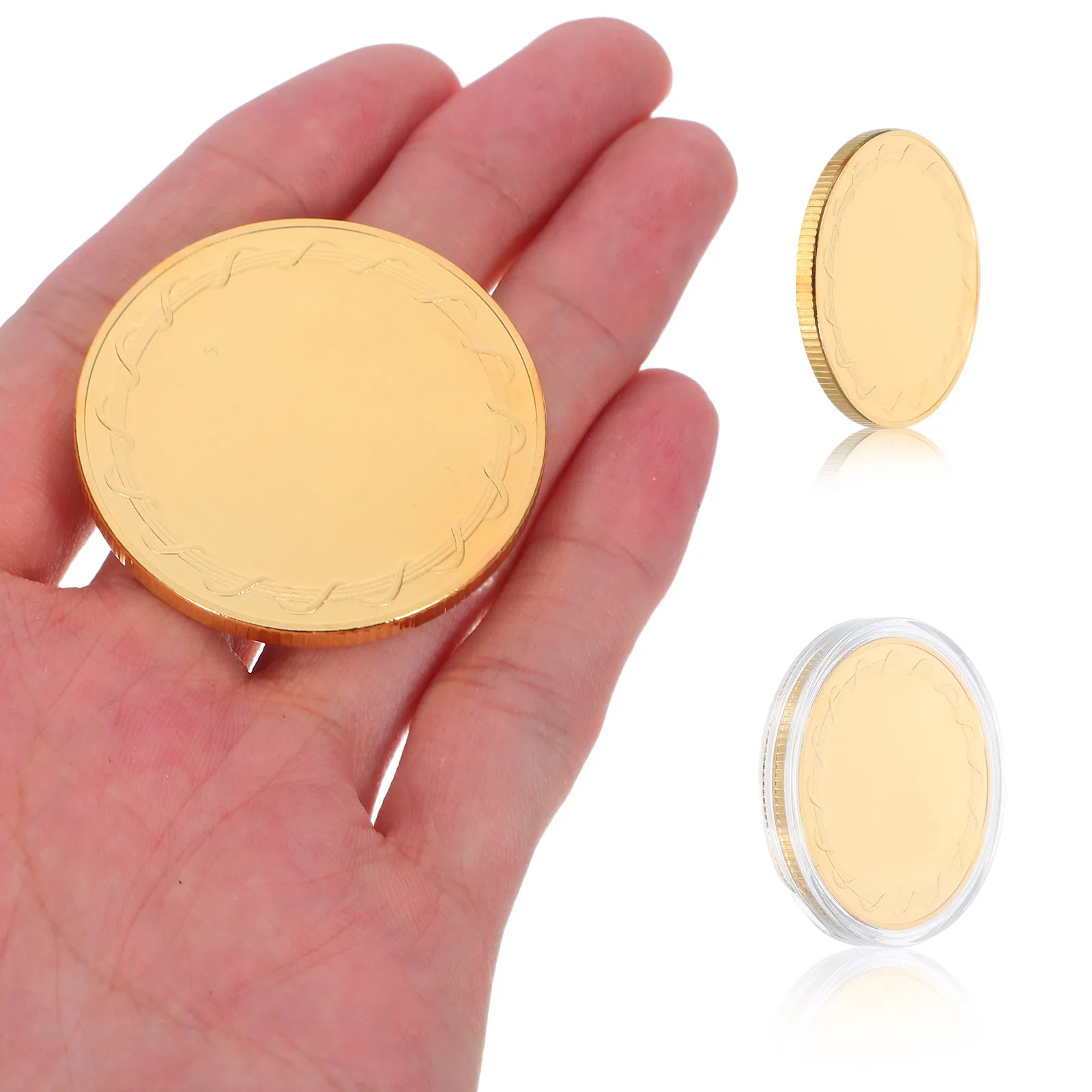 6Pcs Blank Challenge Polished Tone Engraving Ready Uv Printing Base DIY Travel Birthday Collection Gift