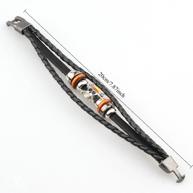 1Pcs  Anime Cartoon  Woven Bracelet Cosplay Accessories Straw Hat Skull Pirate Multilayer Buckle Ring Birthday Gift view 6