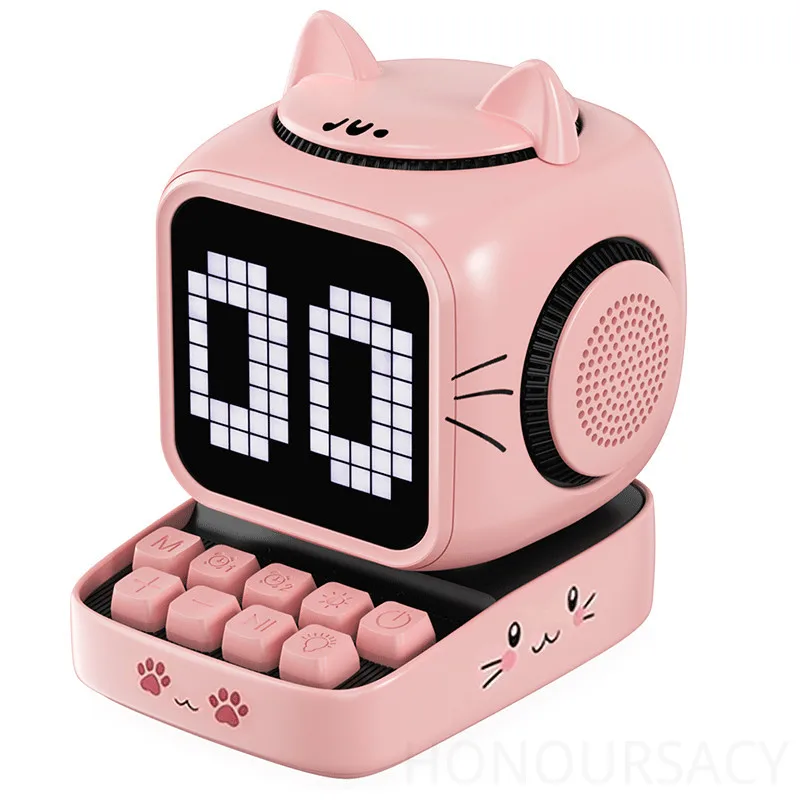 

Touch Control White Noise Machine Wireless Magnetic Charging Retro Pixel Art Bluetooth Speaker Alarm Clock DIY LED Display Board