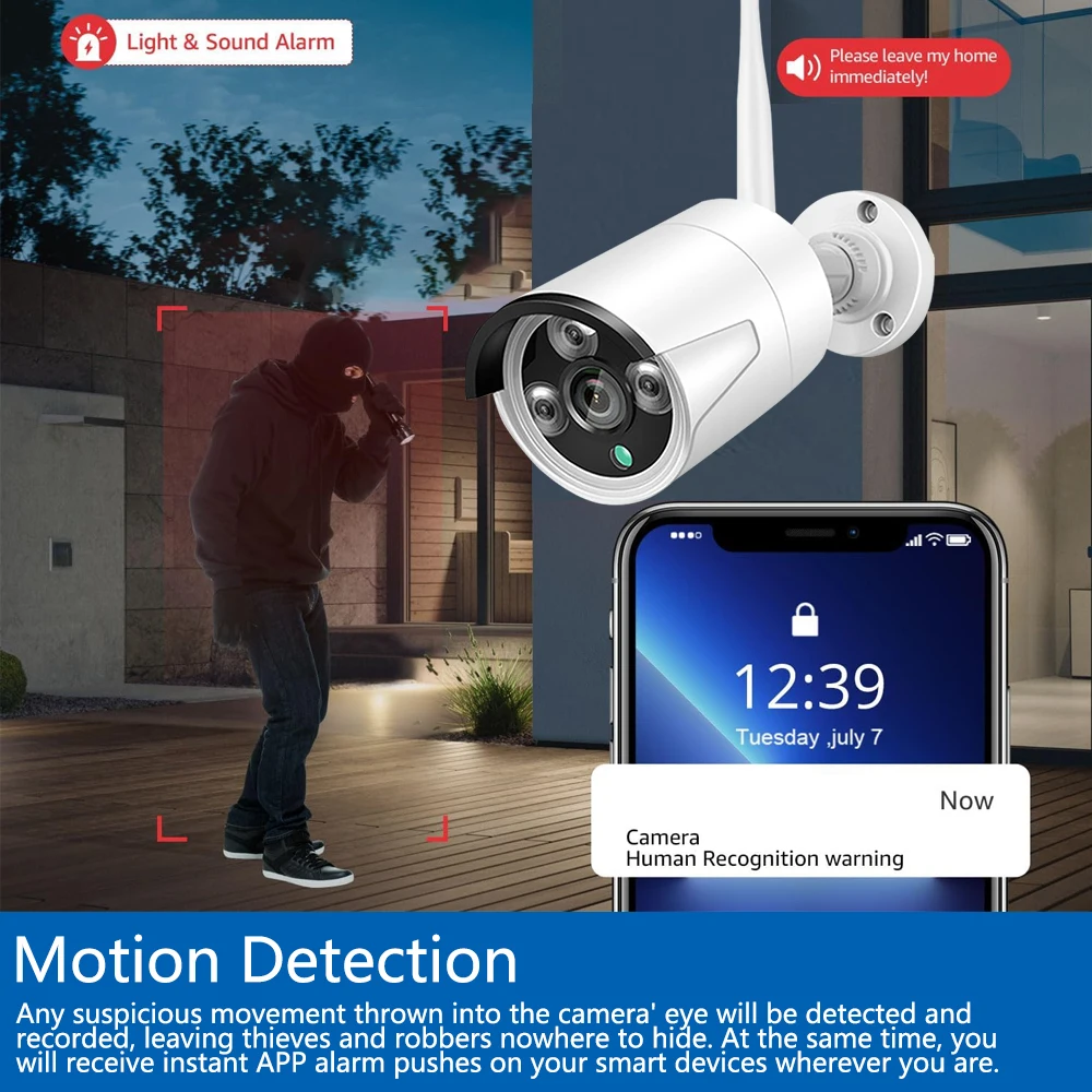 5MP H.265 IP66 Metal Motion Detection IR Night Vision With Audio Home Wireless CCTV IP Outdoor Security Camera WiFi TUYA  APP