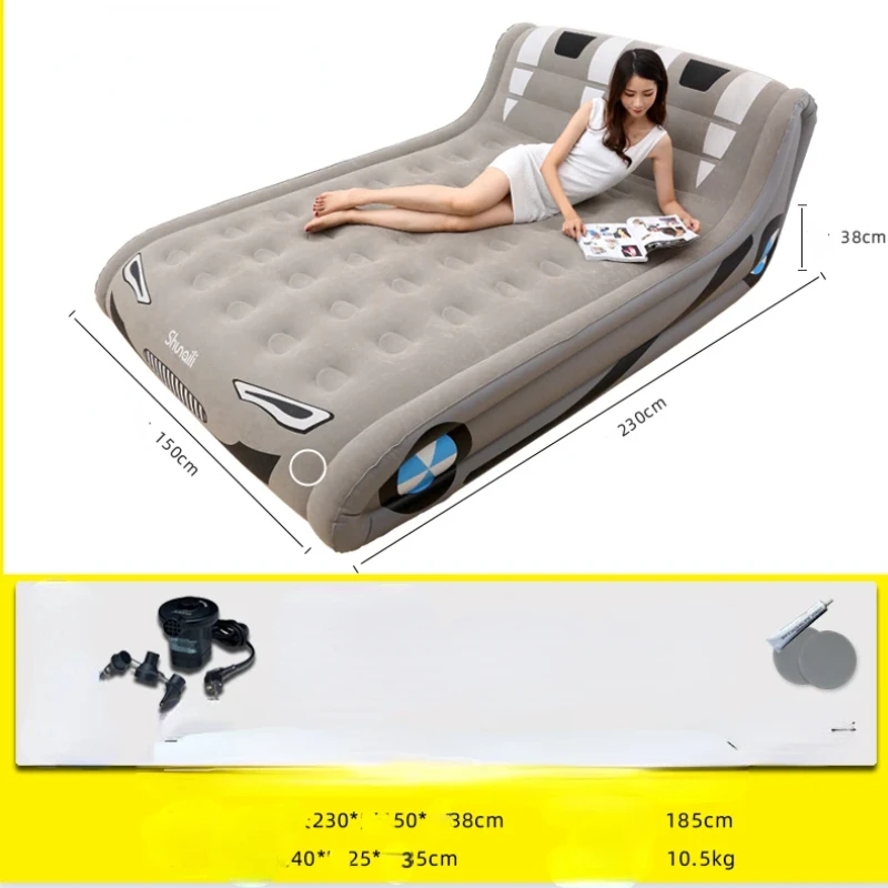 1-2 Person Inflatable Mattress Indoor Outdoor Air Cushion Car Sleeping Bed Camping Folding Portable Mat Lazy Mattress Beach Pad