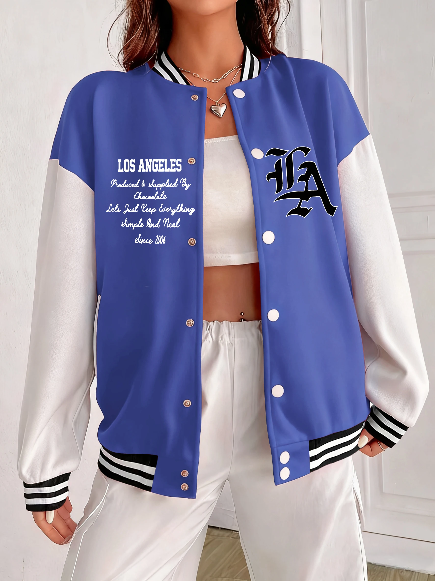 

Женские куртки с буквенным принтом города, хлопковая свободная одежда, осенняя красочная спортивная одежда, повседневная бейсбольная форма