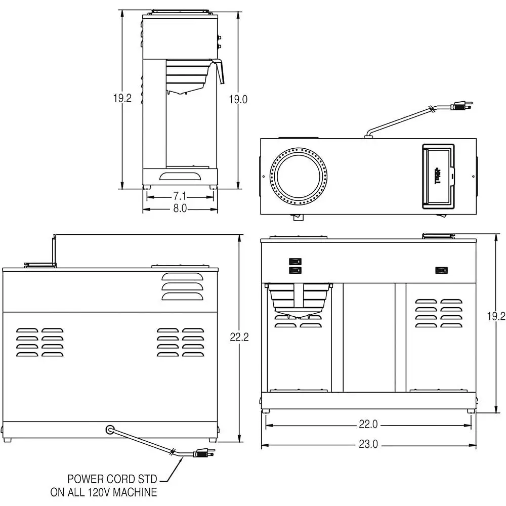 ماكينة تحضير القهوة بالتنقيط التجارية سعة 12 كوبًا مع ثلاثة محطات تدفئة ومطاعم مثالية ومكاتب ومقاهي 120 فولت