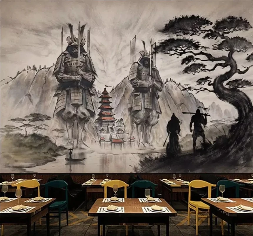 Customized products Wallpaper Mural Japan Samurai Ukiyoe Samurai Creative Restaurant Living room sofa TV background wall bedroom