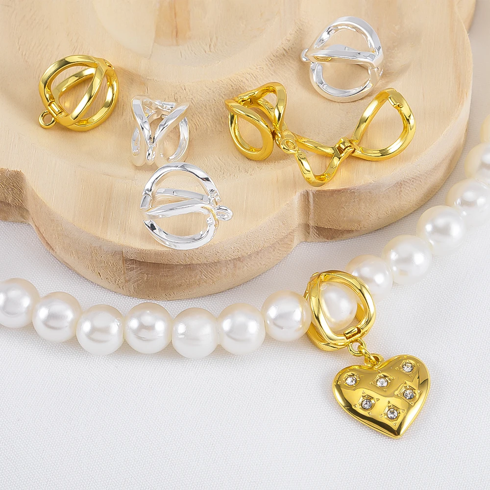 

1/2Pcs Copper Dangle Bracelet Clasps DIY Necklace End Clasps Slant Clasp Bead Setting Clasp Multi Functional Jewelry Accessories